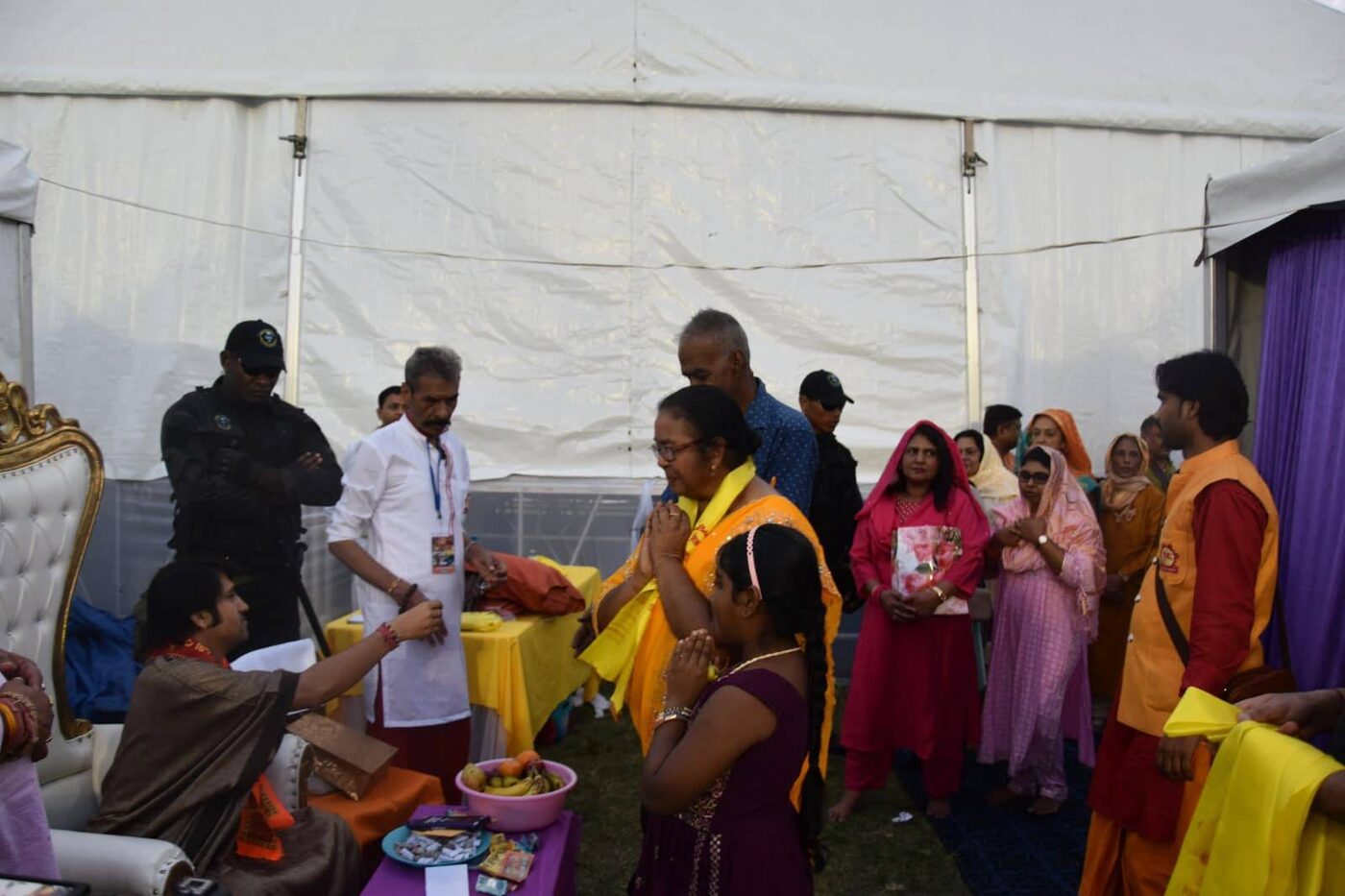 Community puja inside the tent